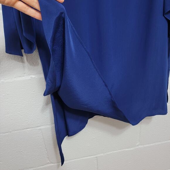 Sully Bonnelly Blue Silk Tunic 16W Asymmetric Long Fancy Beaded Hem 684 - Picture 7 of 12